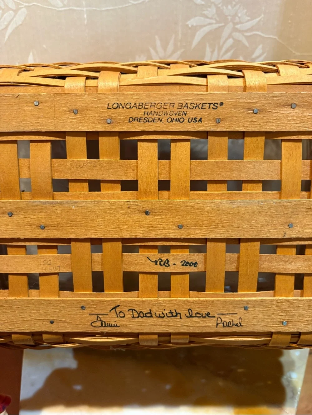 Longaberger Light Brown Woven Carrier Basket with Dual Handles